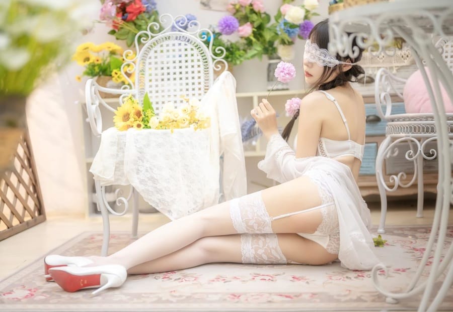 香草喵露露 –NO.021 白色玫瑰[49P2V/1.14GB]-1